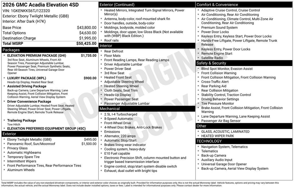 New 2026 Ebony Twilight Metallic GMC Elevation image 39