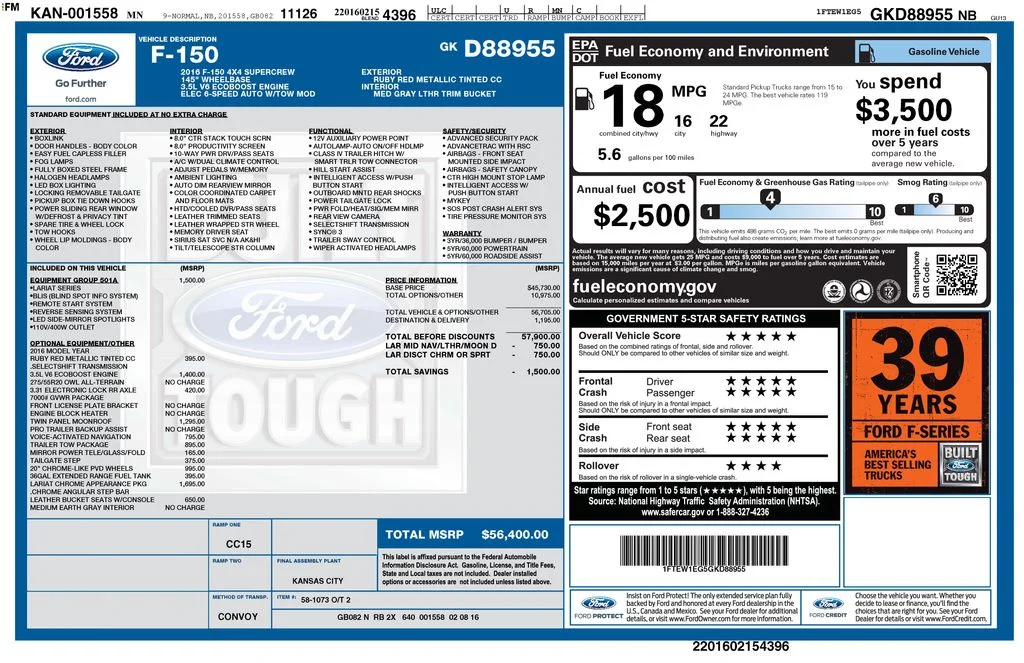 Used 2016 Ford F-150 Lariat with VIN 1FTEW1EG5GKD88955 for sale in Elk River, Minnesota
