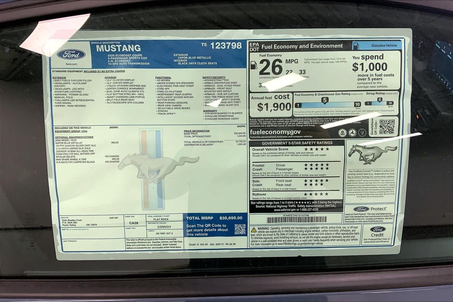 New 2026 Vapor Blue Metallic Ford EcoBoost® Fastback image 20