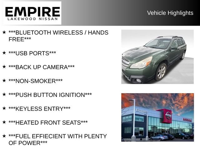 Used 2014 Subaru Outback 2.5i Premium with VIN 4S4BRBCC4E3325901 for sale in Lakewood, CO