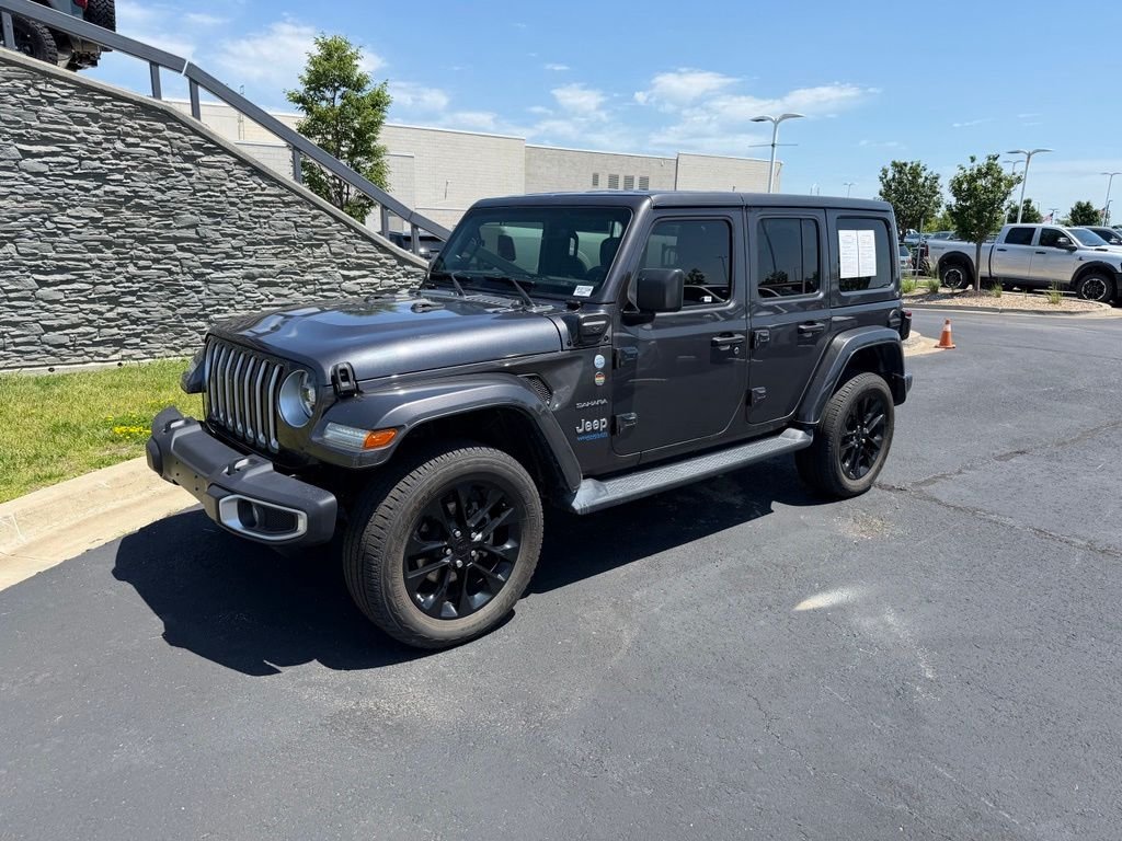 Used 2025 Jeep Wrangler 4xe Sahara 4XE with VIN 1C4RJXP6XSW577769 for sale in Kansas City