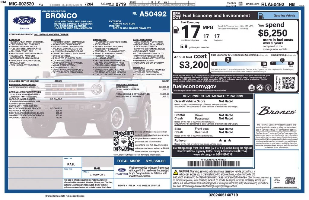 Used 2024 Blue Ford Heritage Limited Edition image 6