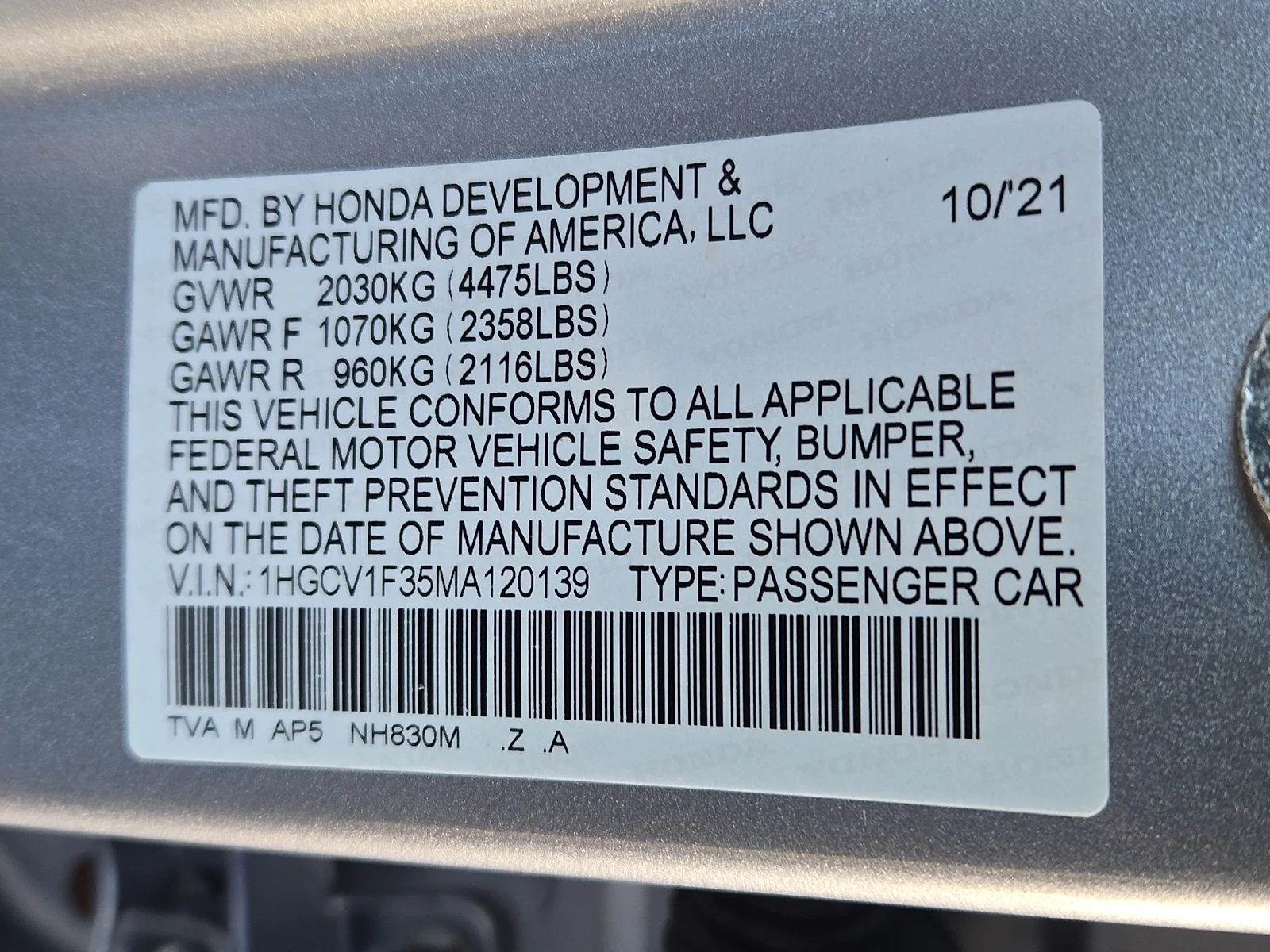 Certified Used 2021 Lunar Silver Metallic - SI Honda Sport image 26