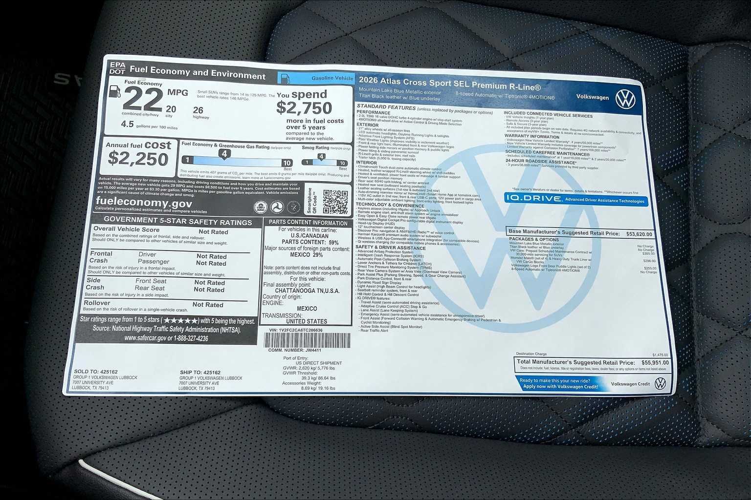 New 2026 Mountain Lake Blue Metallic Volkswagen 2.0T SEL Premium R-Line image 22