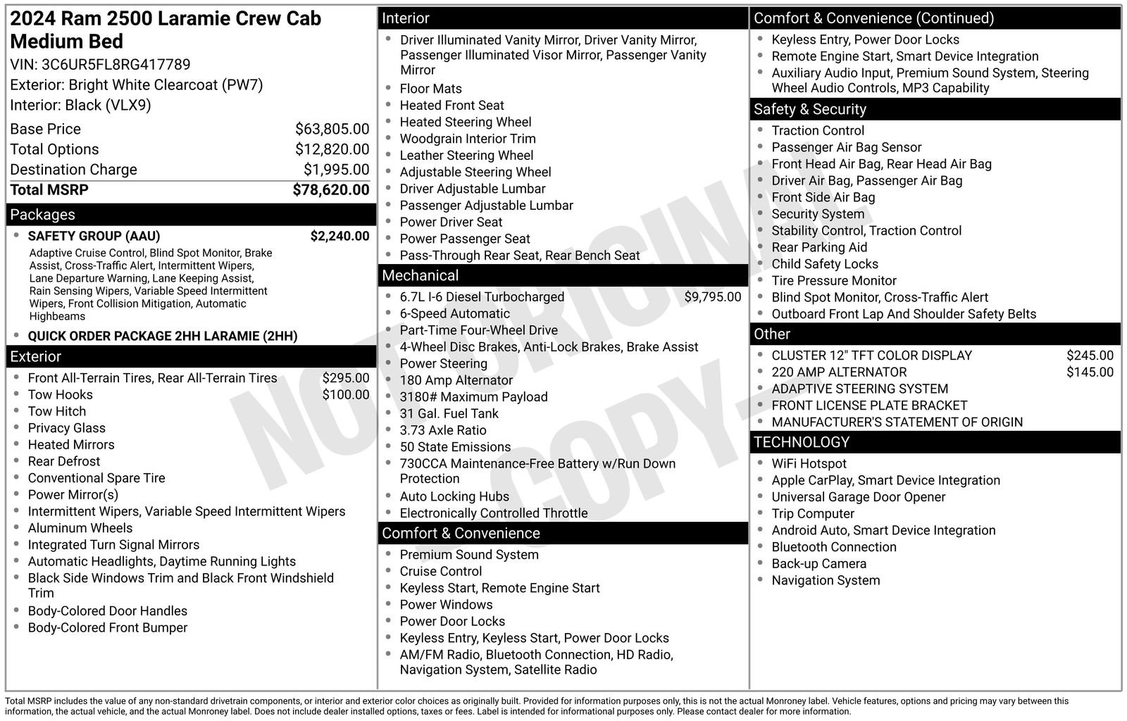 Used 2024 RAM Ram 2500 Pickup Laramie with VIN 3C6UR5FL8RG417789 for sale in Brainerd, Minnesota