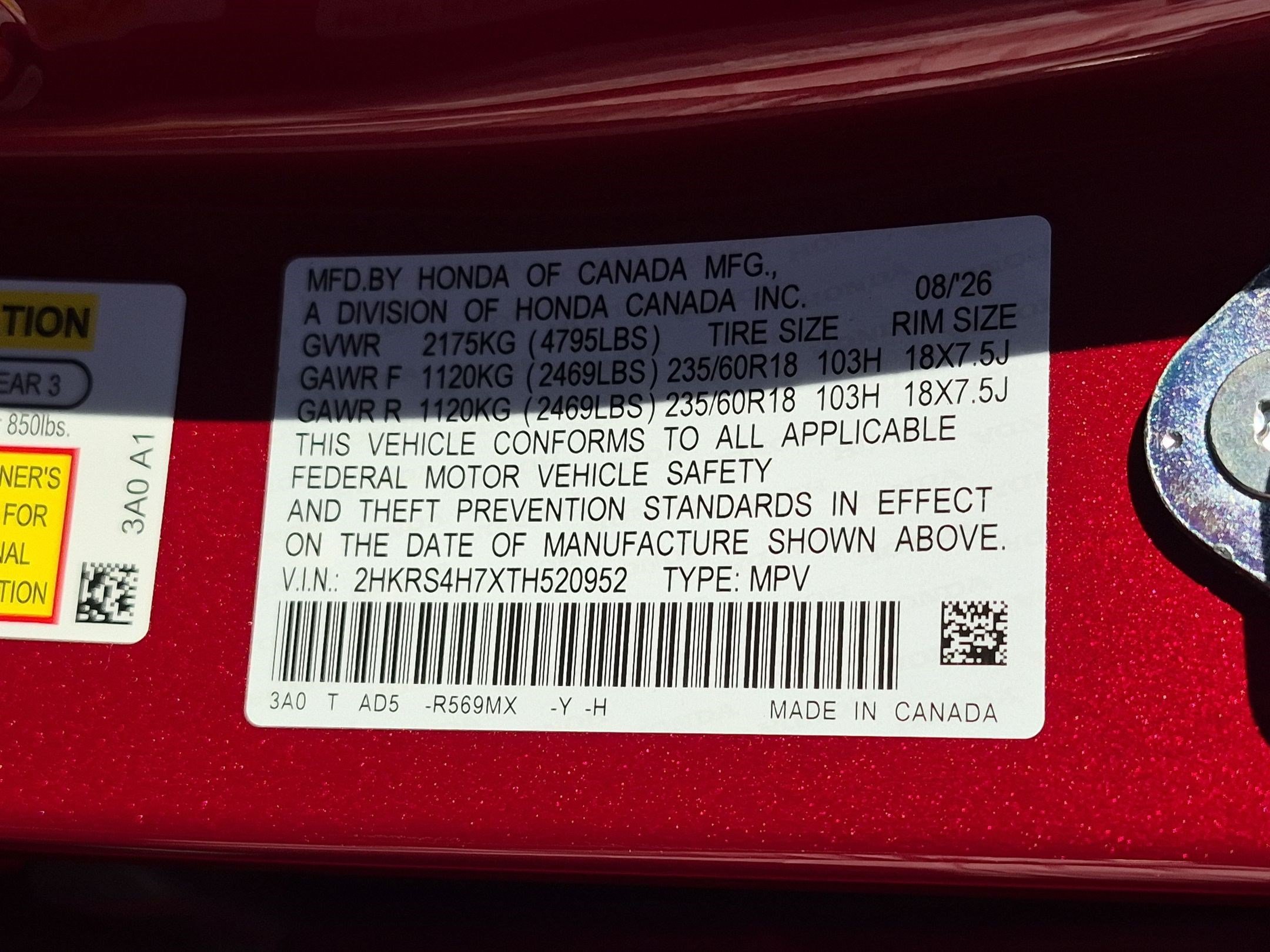 New 2026 Radiant Red Metallic Honda EX-L image 26
