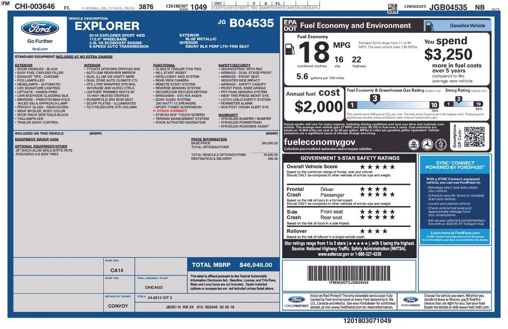 Used 2018 Blue Ford Sport image 6
