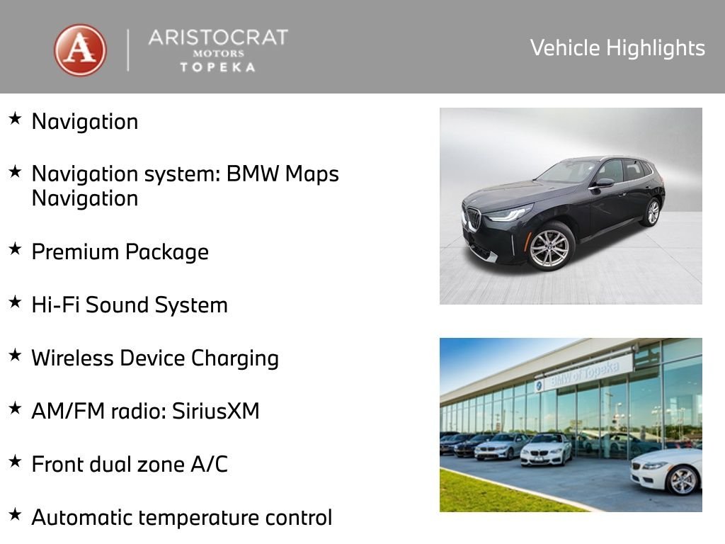 Used 2025 BMW X3 30 with VIN 5UX53GP09S9Z44968 for sale in Kansas City