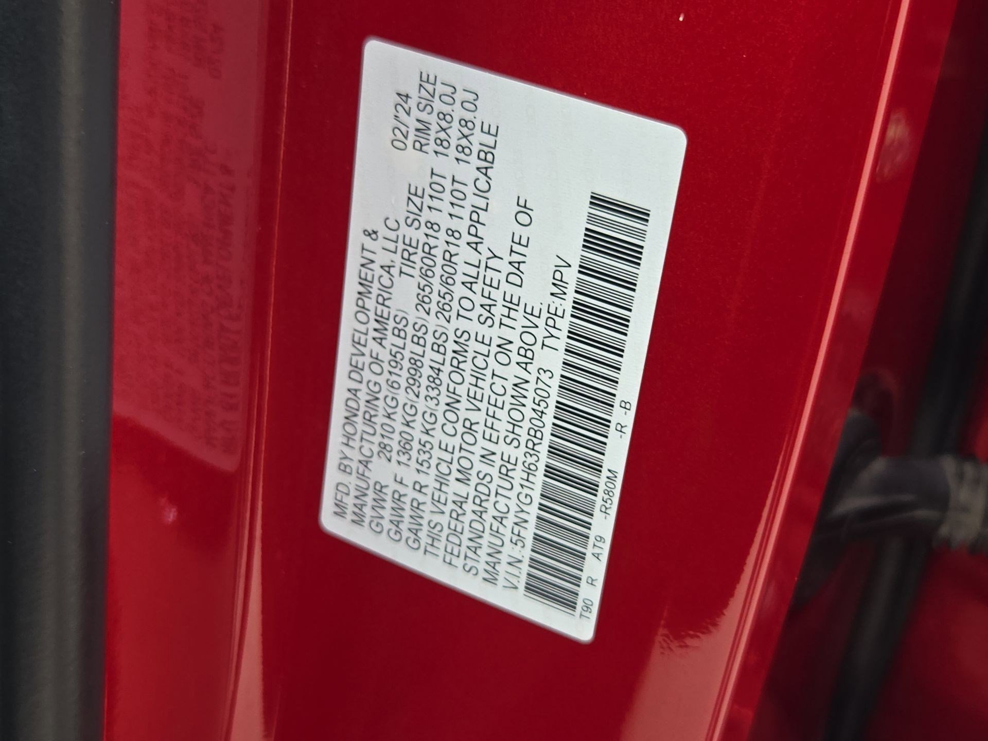 Certified Used 2024 Radiant Red Metallic II Honda AWD TRAILSPORT image 67