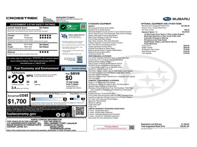 New 2026 CRYSTAL WHITE PEARL Subaru Premium image 11