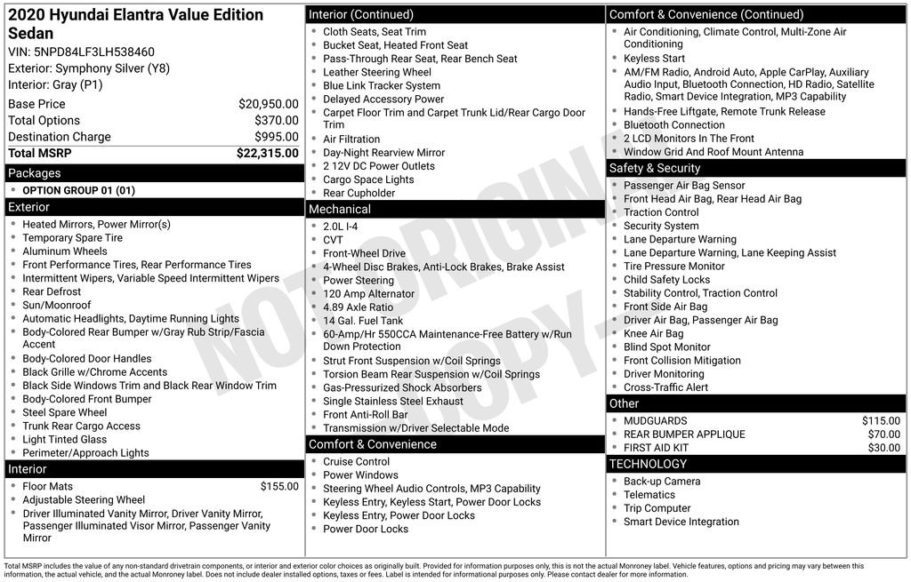 Used 2020 Silver Hyundai Value Edition image 7