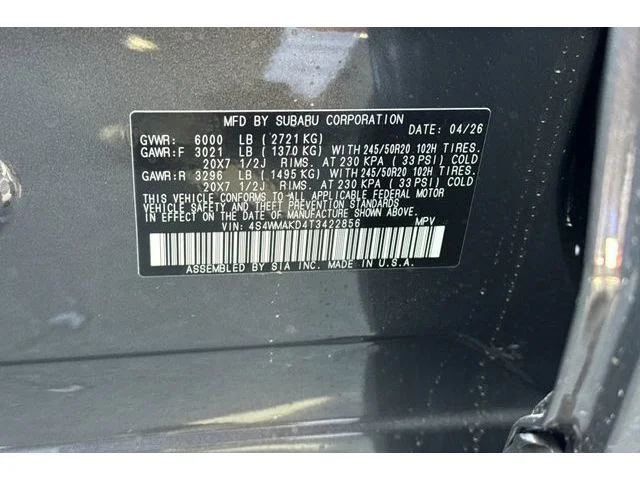 New 2026 MAGNETITE GRAY METALLIC Subaru Touring 7-Passenger image 26
