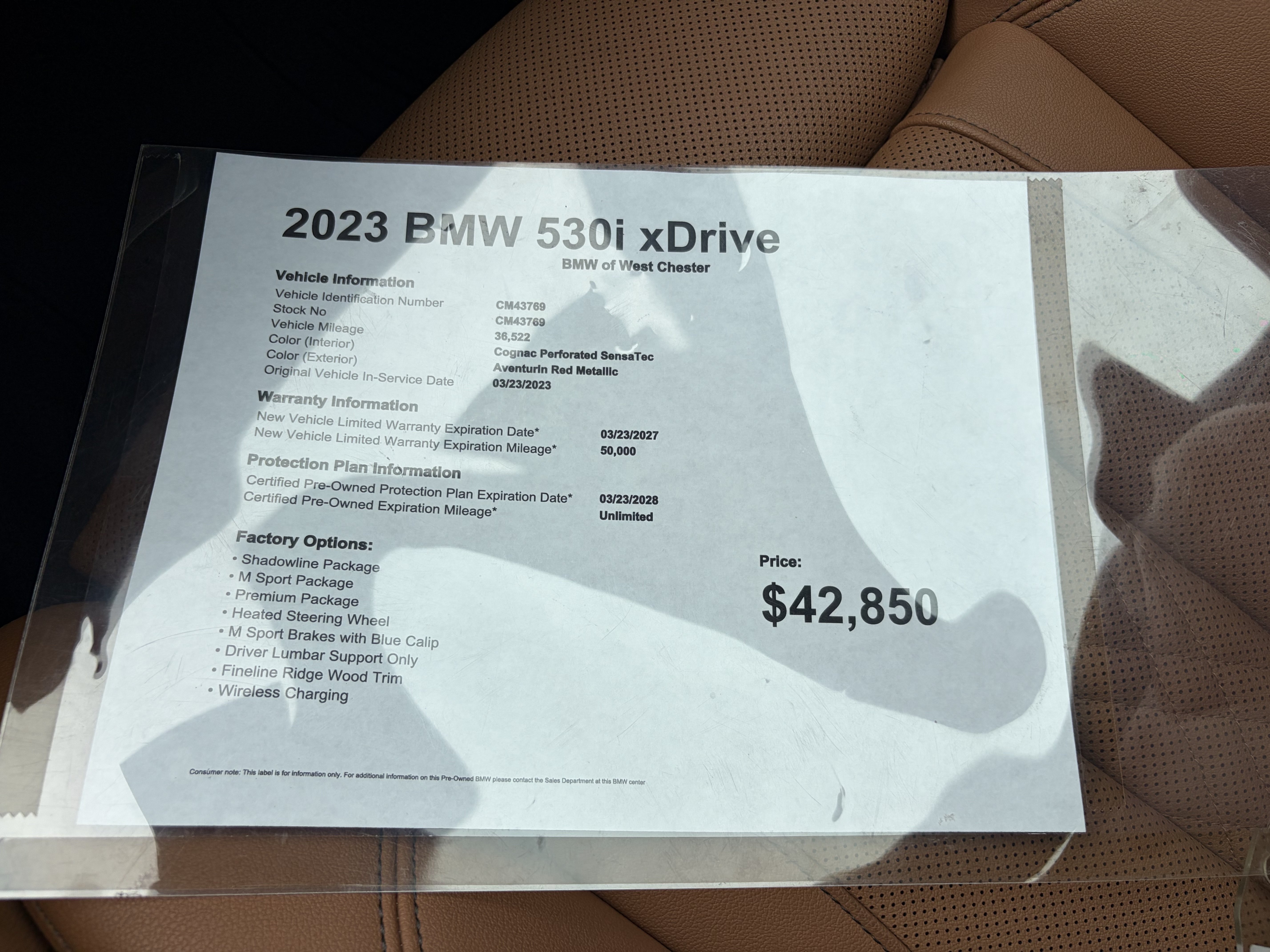 Used 2023 AVENTURIN RED MET BMW 530i xDrive image 18