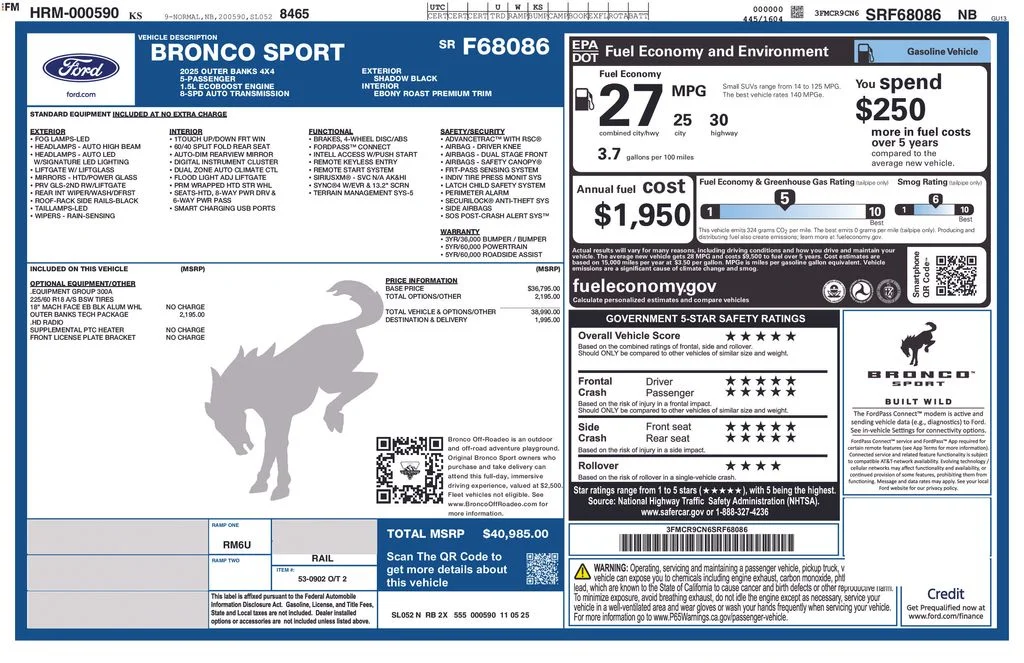 New 2025 Shadow Black Ford Outer Banks® image 12