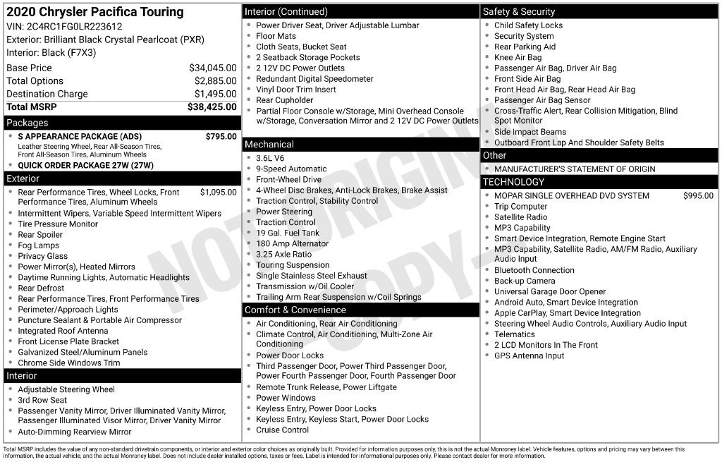Used 2020 Black Chrysler Touring image 12