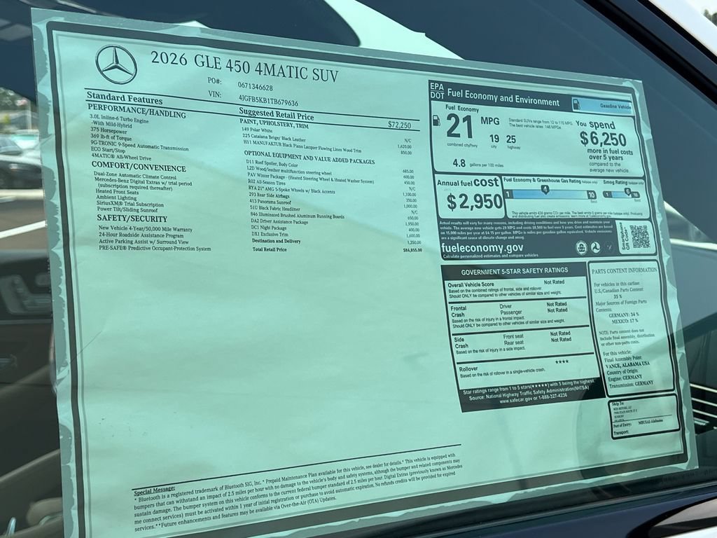 New 2026 Polar White Mercedes-Benz GLE 450 image 76