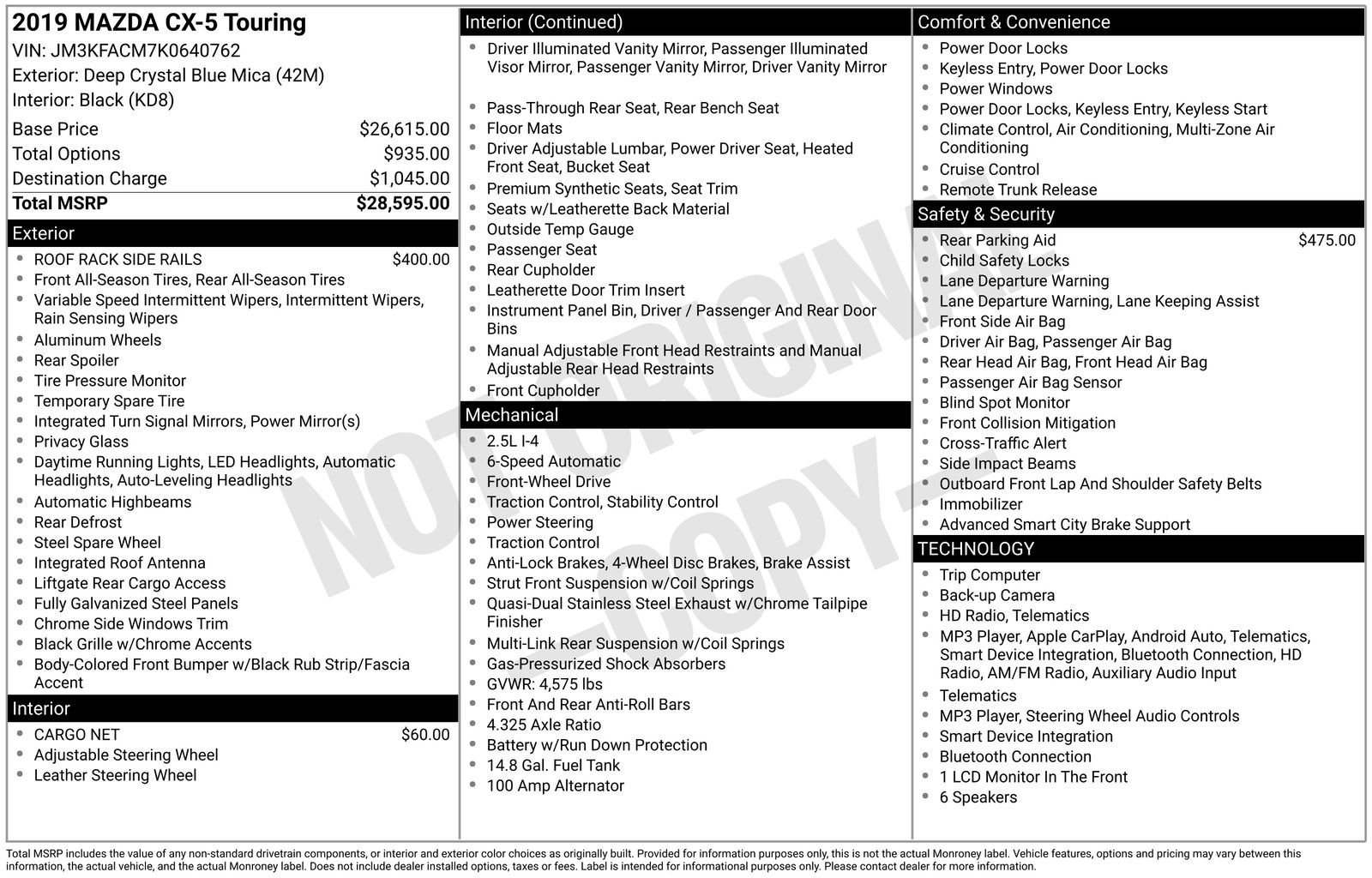 Used 2019 Blue Mazda Touring image 1