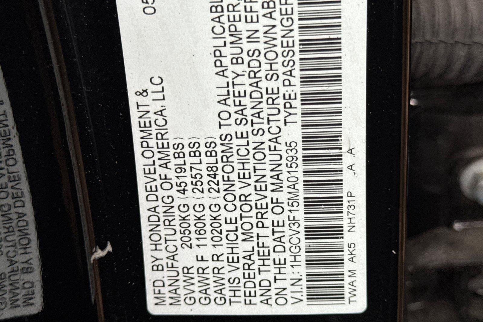 Used 2021 Crystal Black Pearl Honda Base image 26