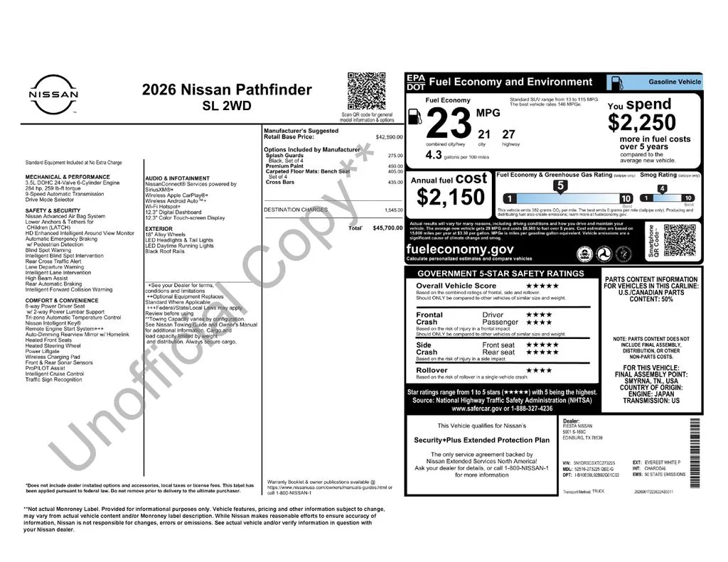 New 2026 Everest White Pearl TriCoat Nissan SL image 48