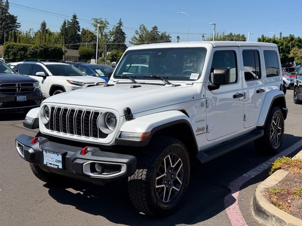 Used 2024 Bright White Clearcoat Jeep Sahara image 4