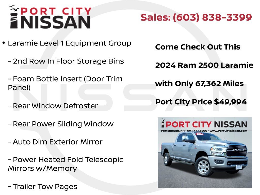 Used 2024 Billet Silver Metallic Ram Laramie level 1 w/safety group & cummins 6.7l diesel image 8
