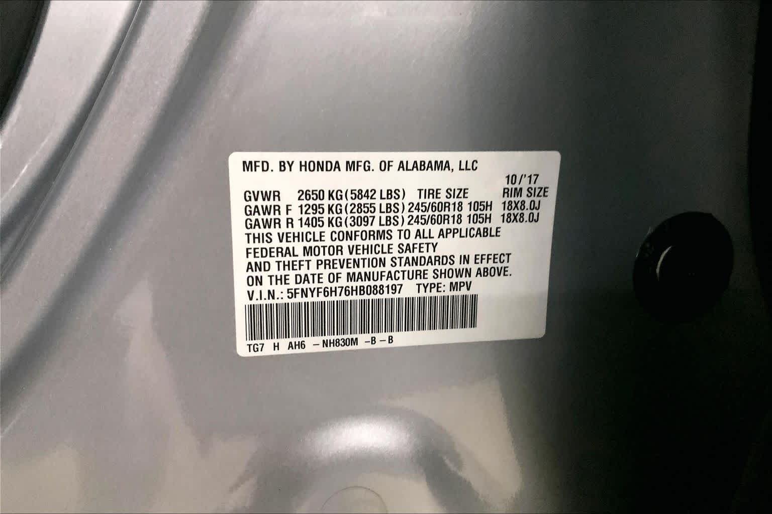 Used 2017 Lunar Silver Metallic Honda EX-L image 34