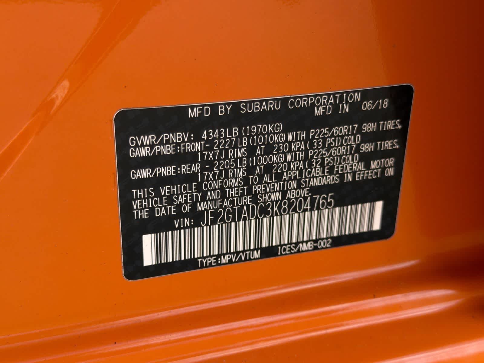 Certified Used 2019 Sunshine Orange Subaru Premium image 37