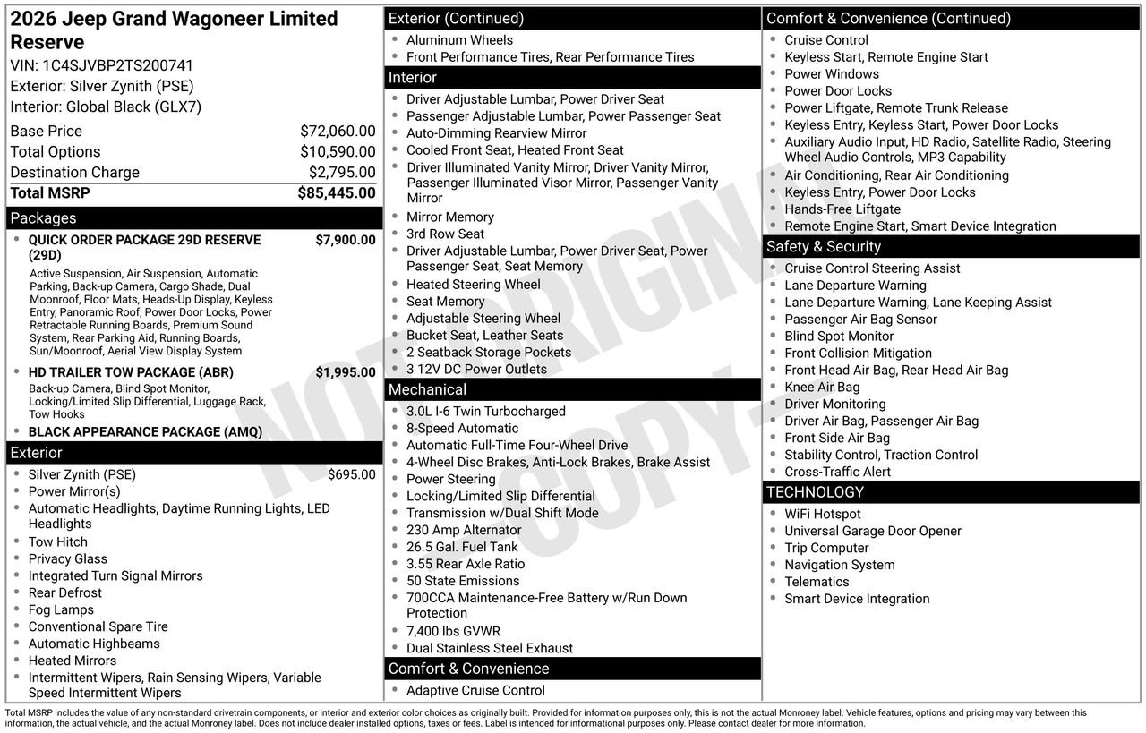 New 2026 Silver-Zynith Exterior Paint Jeep Limited Reserve image 27