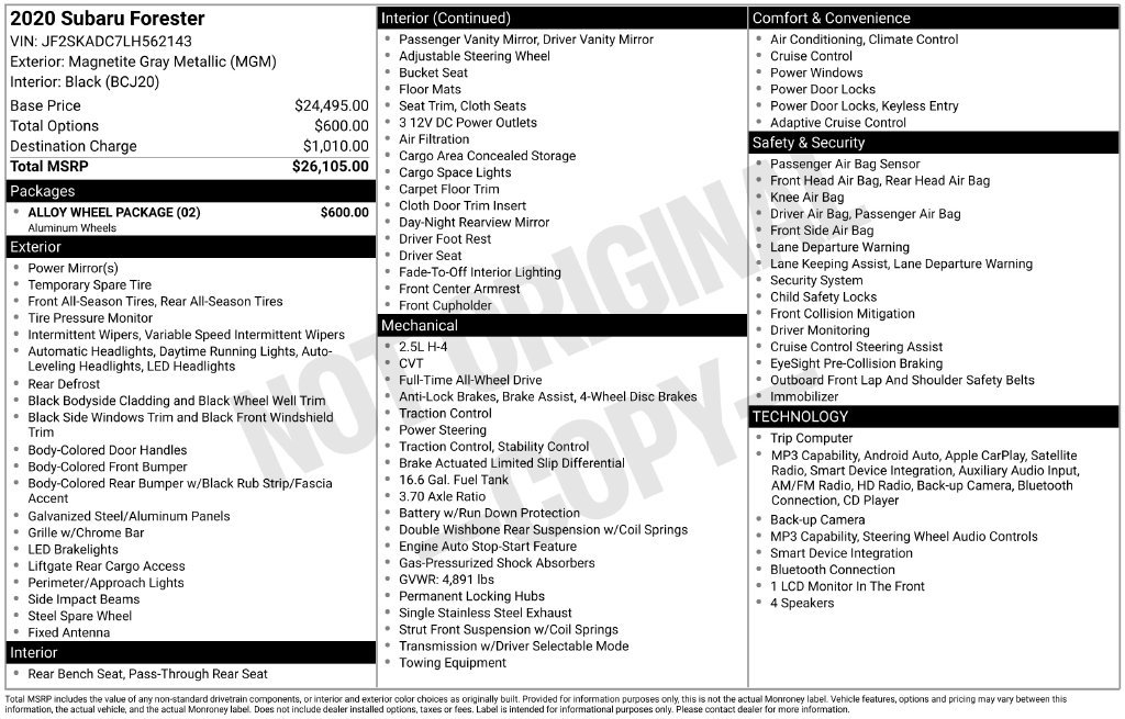 Used 2020 Gray Subaru Base image 32