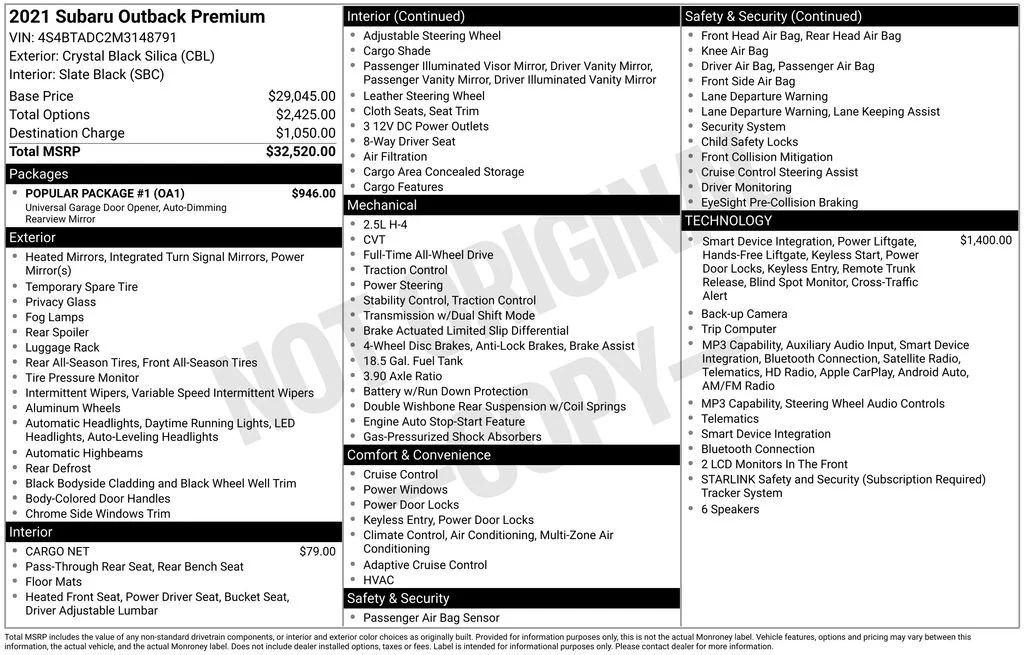Used 2021 Black Subaru Premium image 6