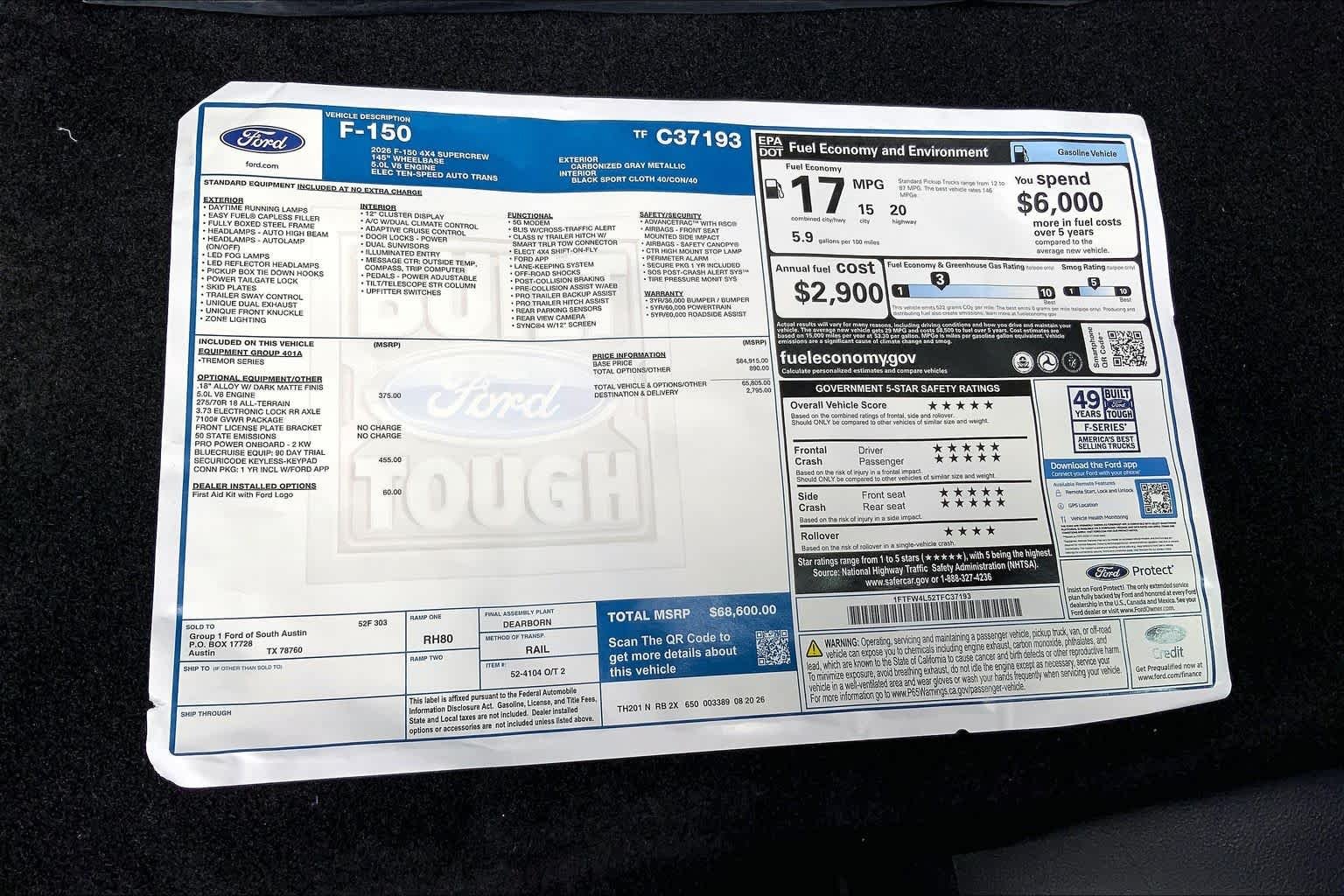 New 2026 Carbonized Gray Metallic Ford Tremor® image 21