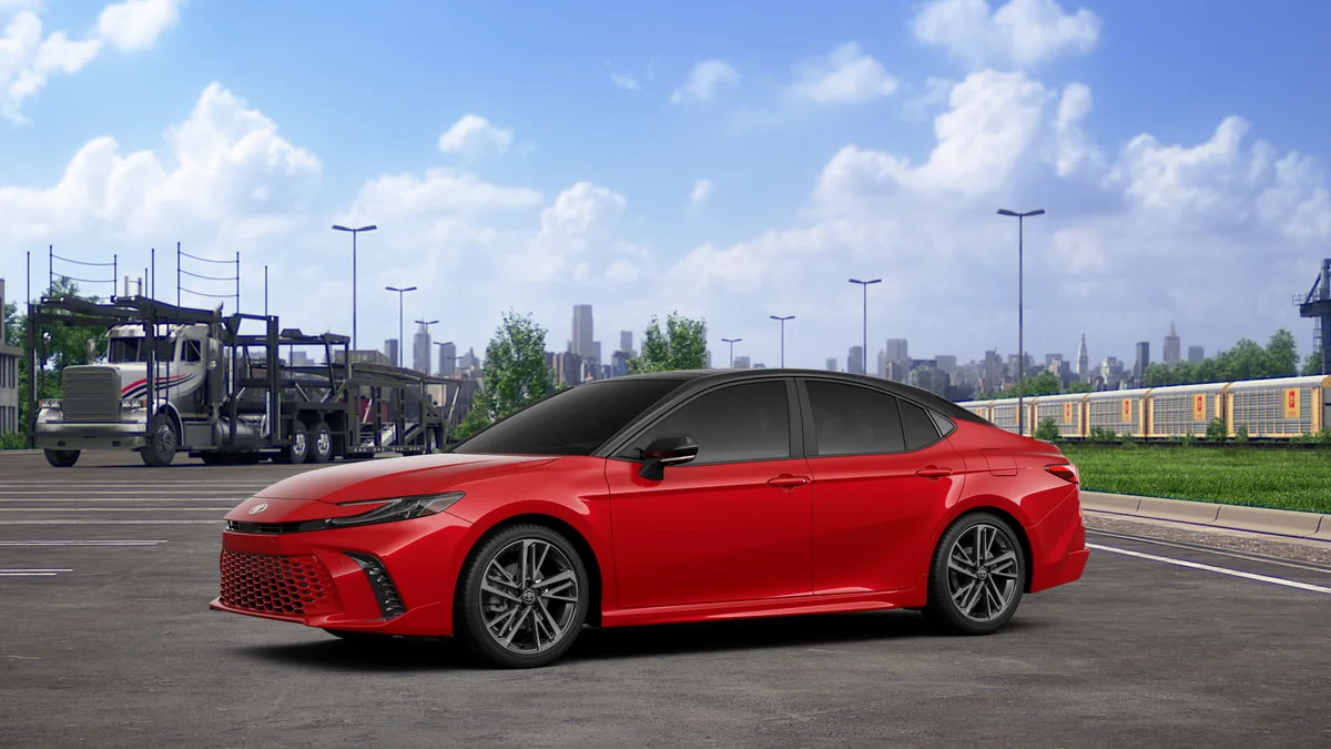 New 2026 Supersonic Red with Midnight Black Metallic roof Toyota XSE image 2