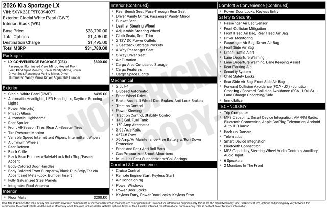 Used 2026 White Kia LX image 11