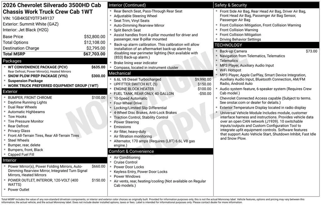 New 2026 Summit White Chevrolet Work Truck image 18