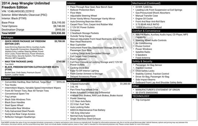Used 2014 Billet Metallic Clearcoat Jeep Unlimited Freedom Edition image 3