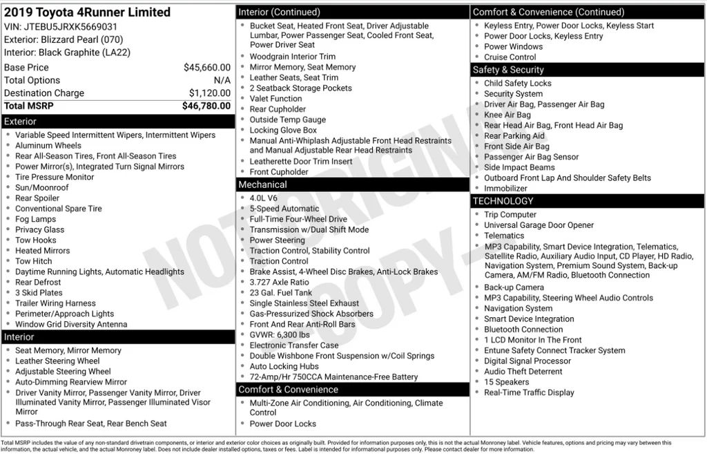 Used 2019 White Toyota Limited image 2
