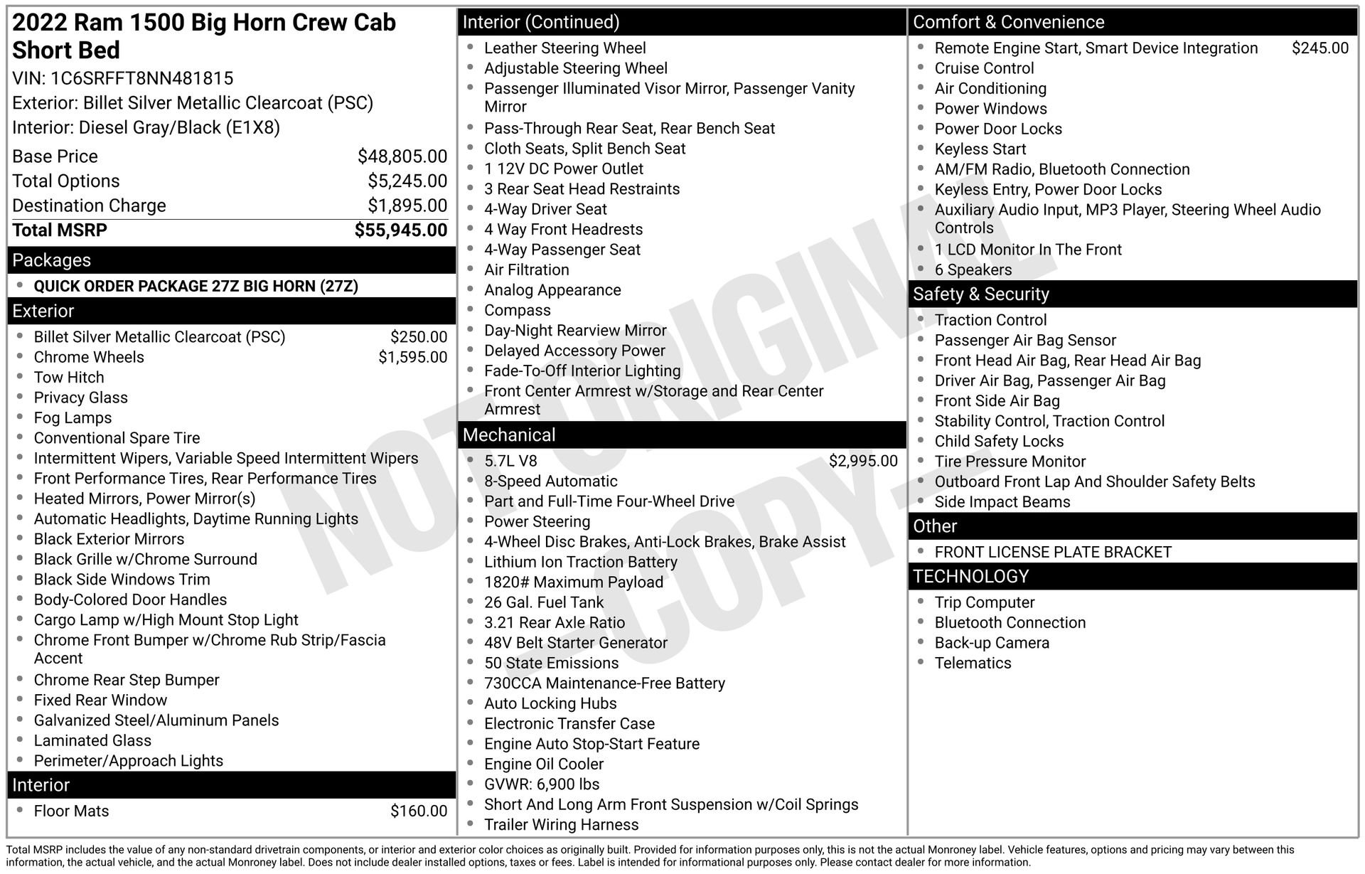 2022 RAM Ram 1500 Pickup Big Horn/Lone Star