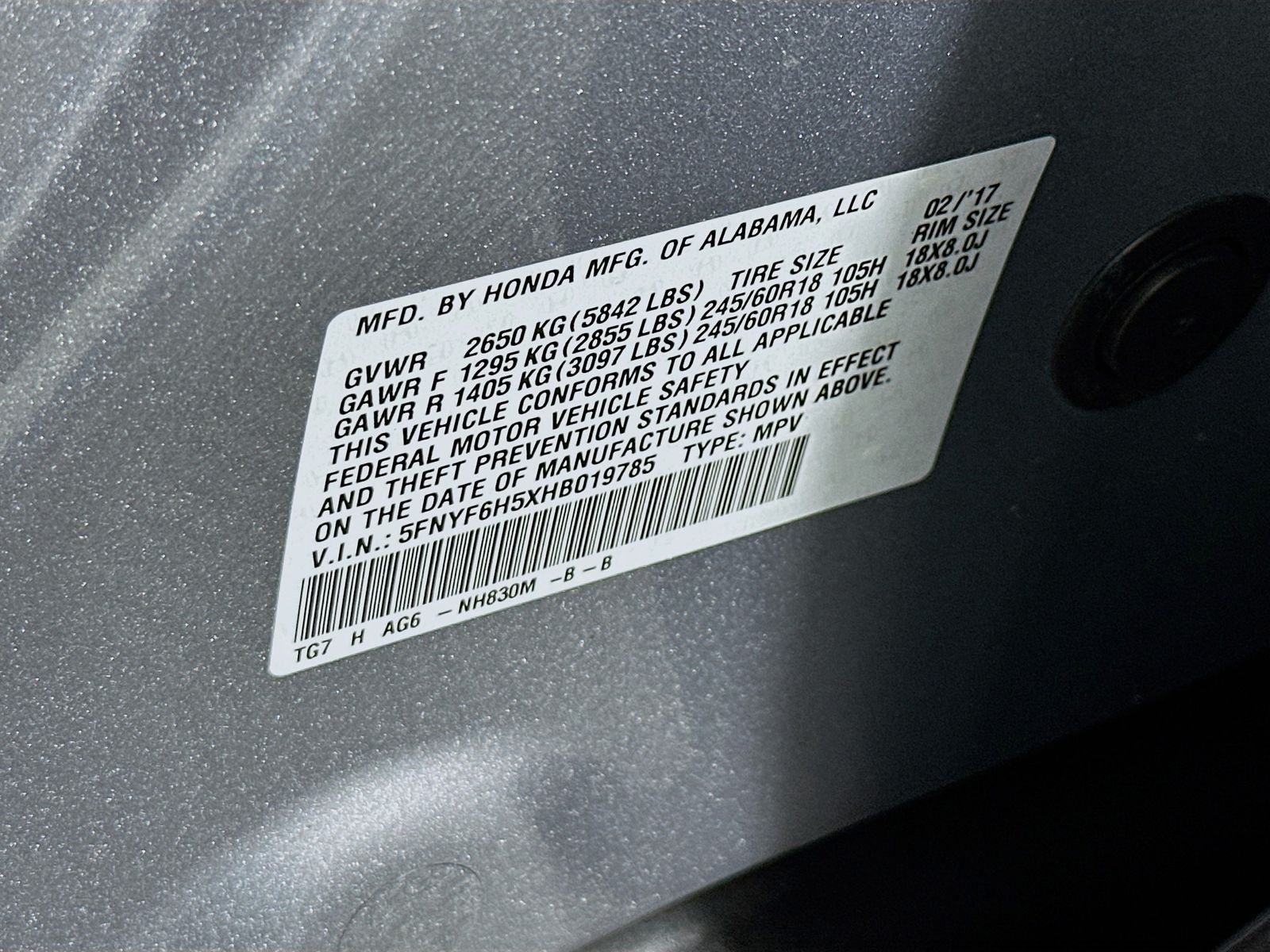 Used 2017 Lunar Silver Metallic Honda EX-L image 33
