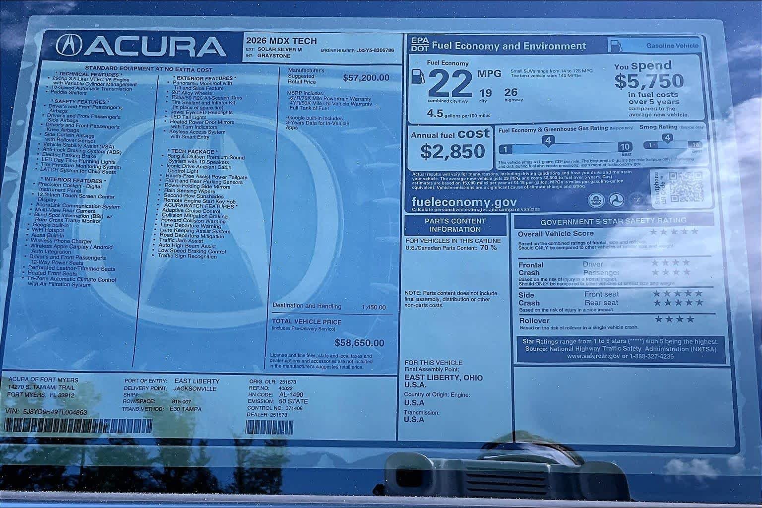 New 2026 Solar Silver Metallic Acura w/Technology Package image 22