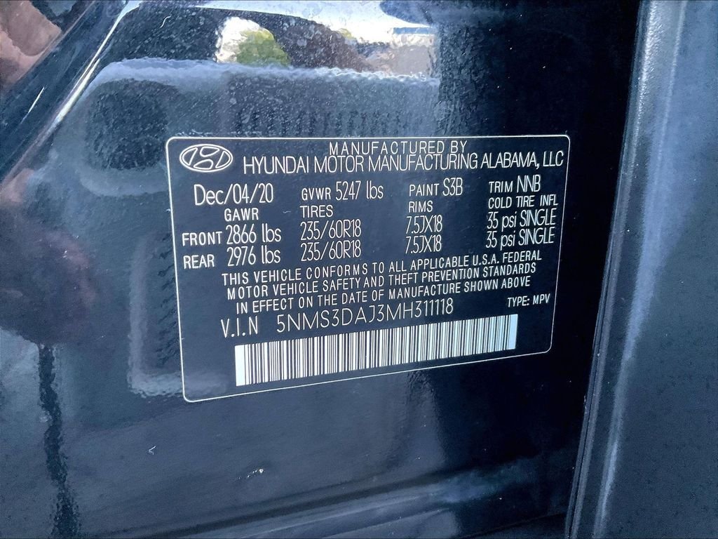 Used 2021 Twilight Black Hyundai SEL image 35