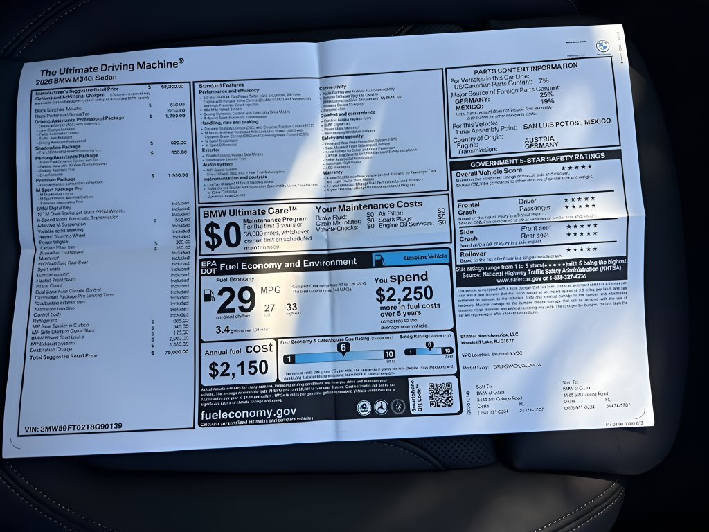 New 2026 Black Sapphire Metallic BMW M340i image 25