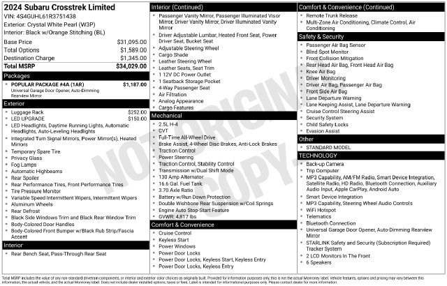 Used 2024 White Subaru Limited image 12