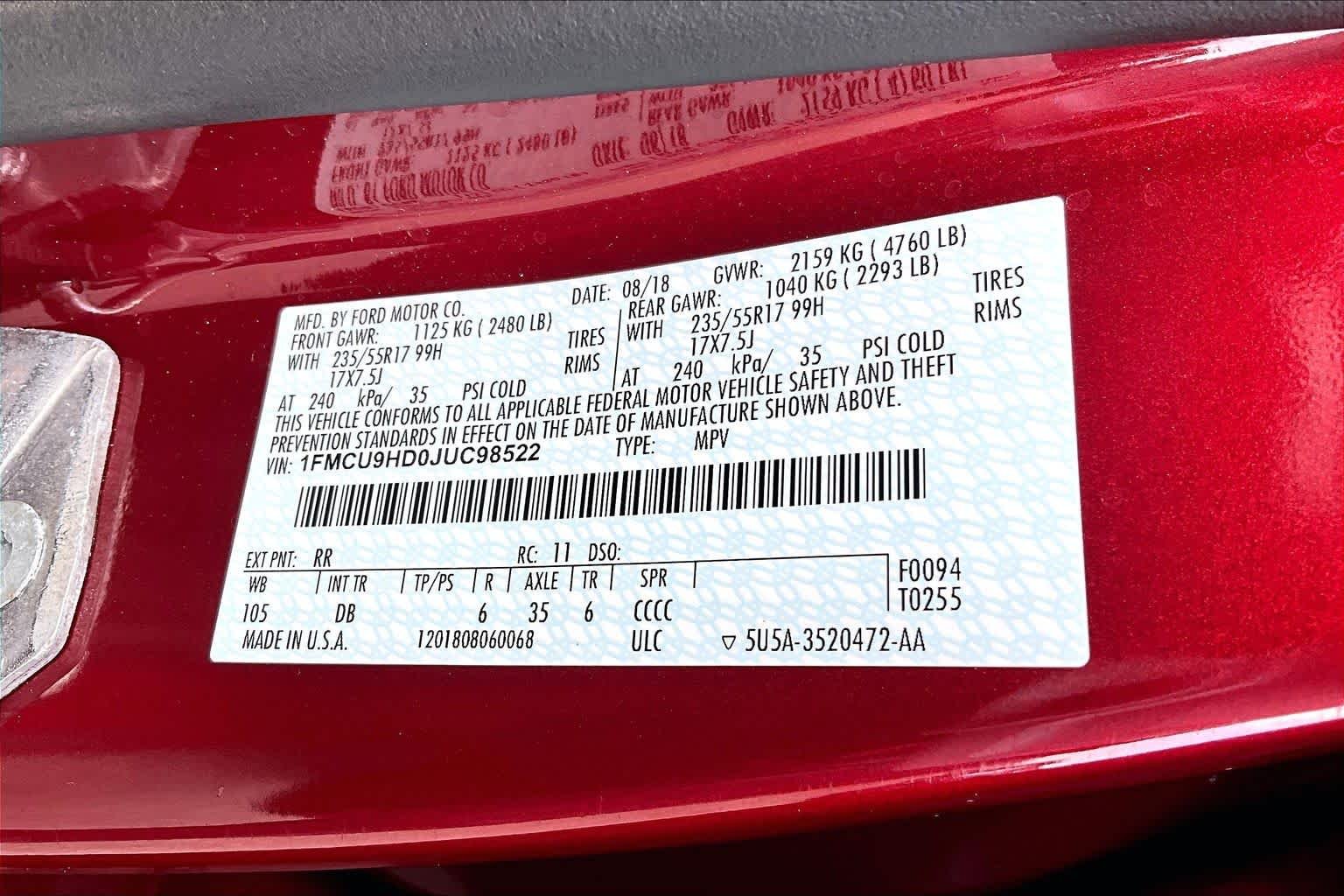 Used 2018 Ruby Red Metallic Tinted Clearcoat Ford SEL image 34