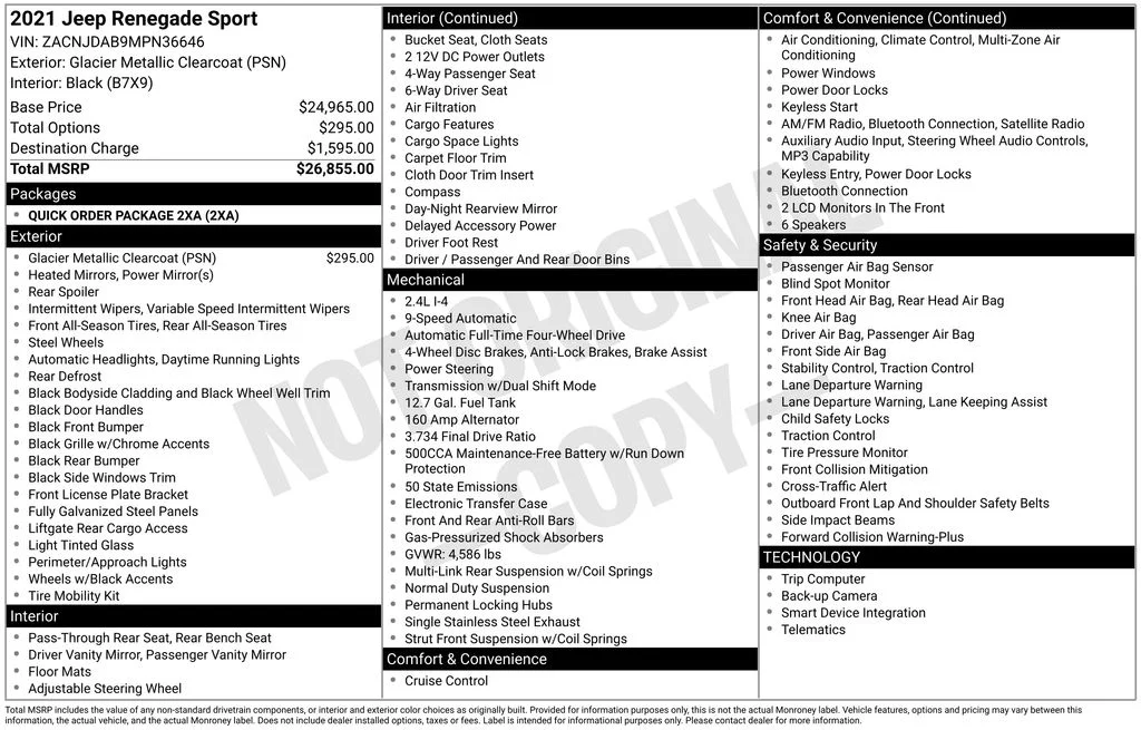 Certified Used 2021 Silver Jeep Sport image 7