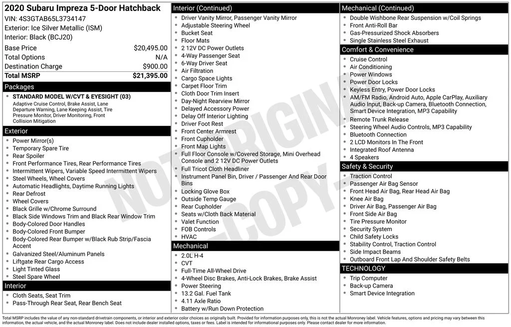 Used 2020 Silver Subaru Base image 27
