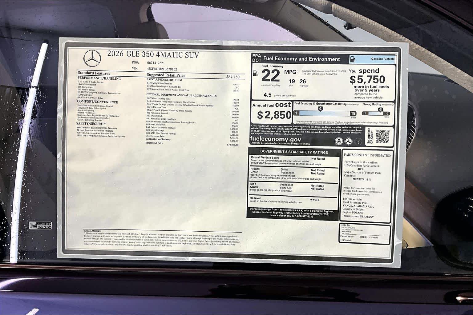 New 2026 Twilight Blue Metallic Mercedes-Benz GLE 350 image 18