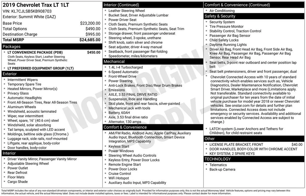 Used 2019 White Chevrolet LT image 2