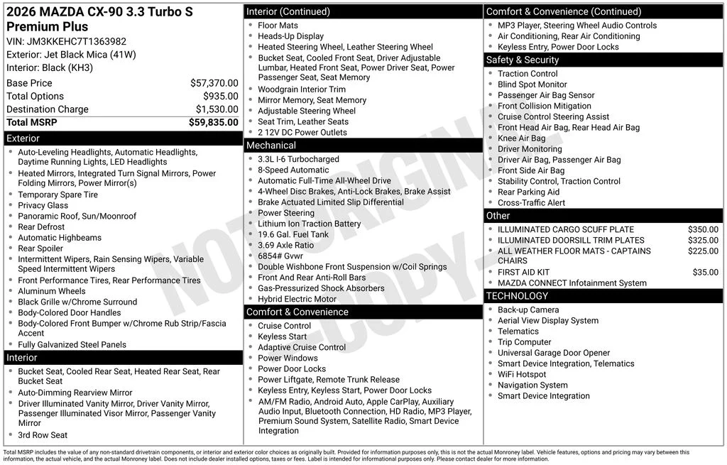 New 2026 Jet Black Mica Mazda 3.3 Turbo S Premium Plus image 6