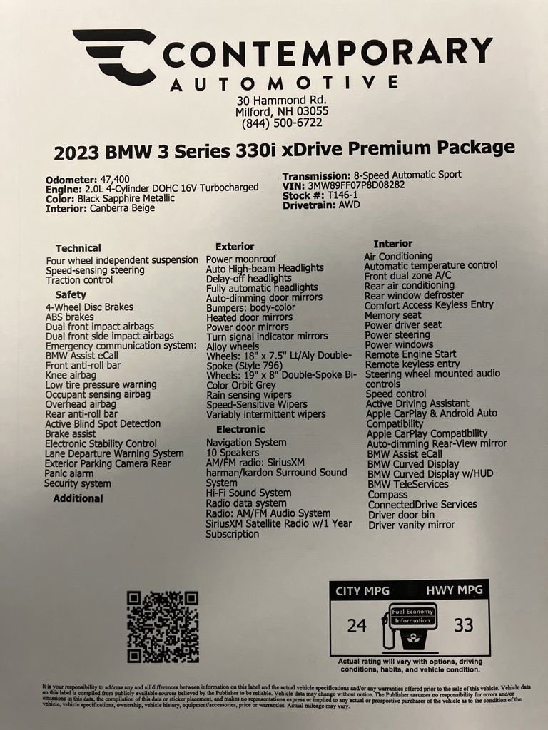 Used 2023 Black Sapphire Metallic BMW 330i xDrive image 35