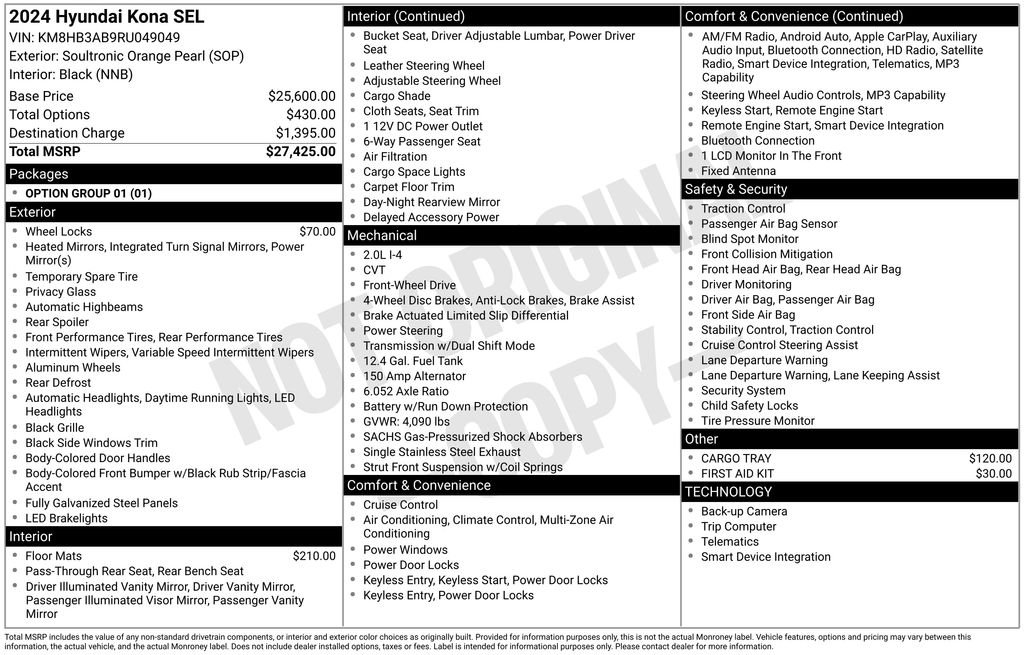 Certified Used 2024 Orange Hyundai SEL image 8